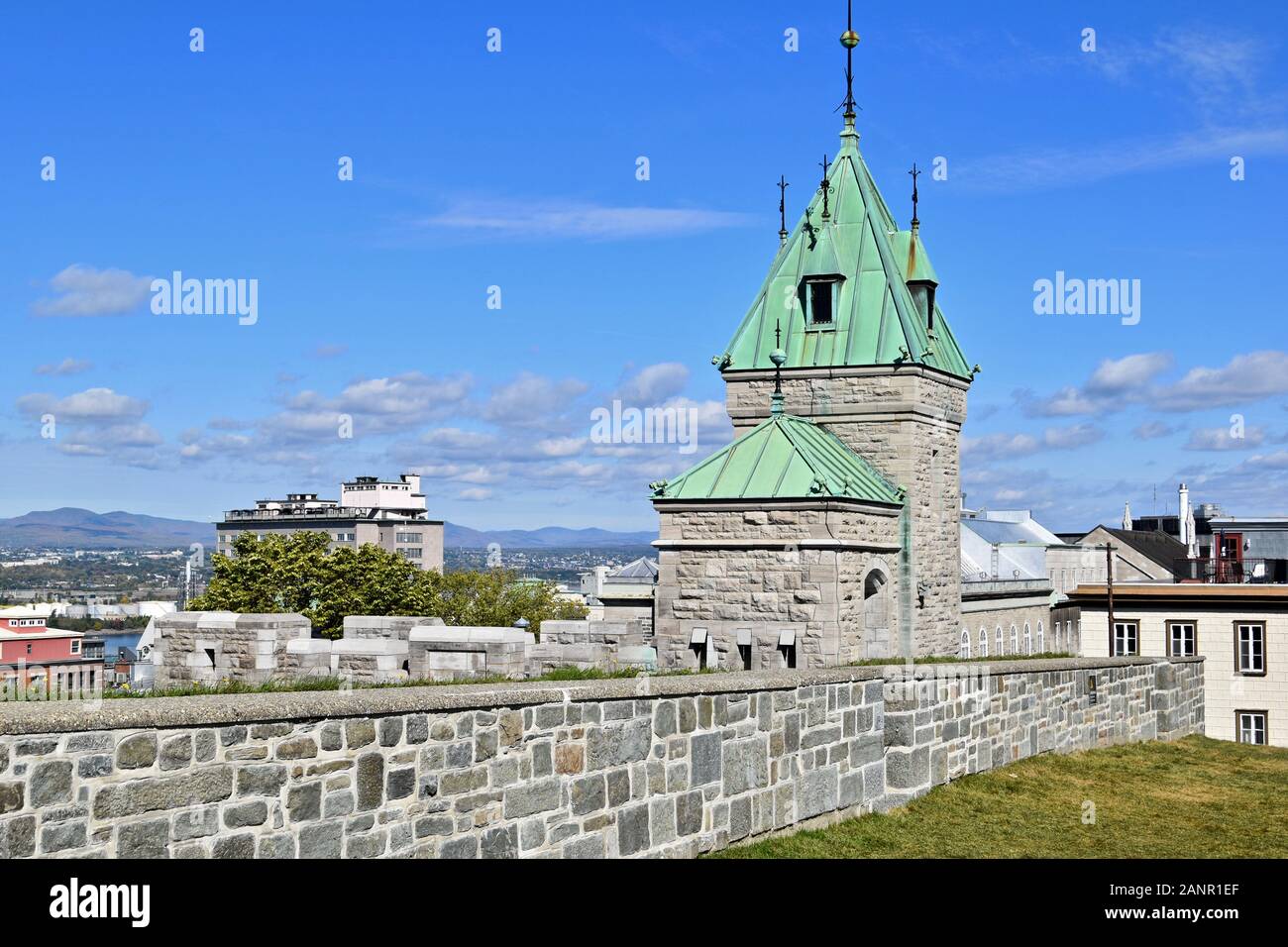 The walls, gates, and fortifications of Old Quebec City Stock Photo