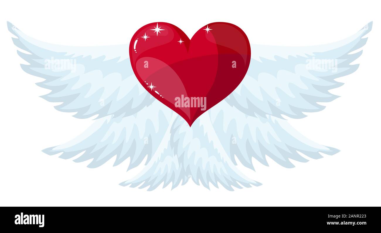 Vector red heart with wings Stock Vector Image & Art - Alamy