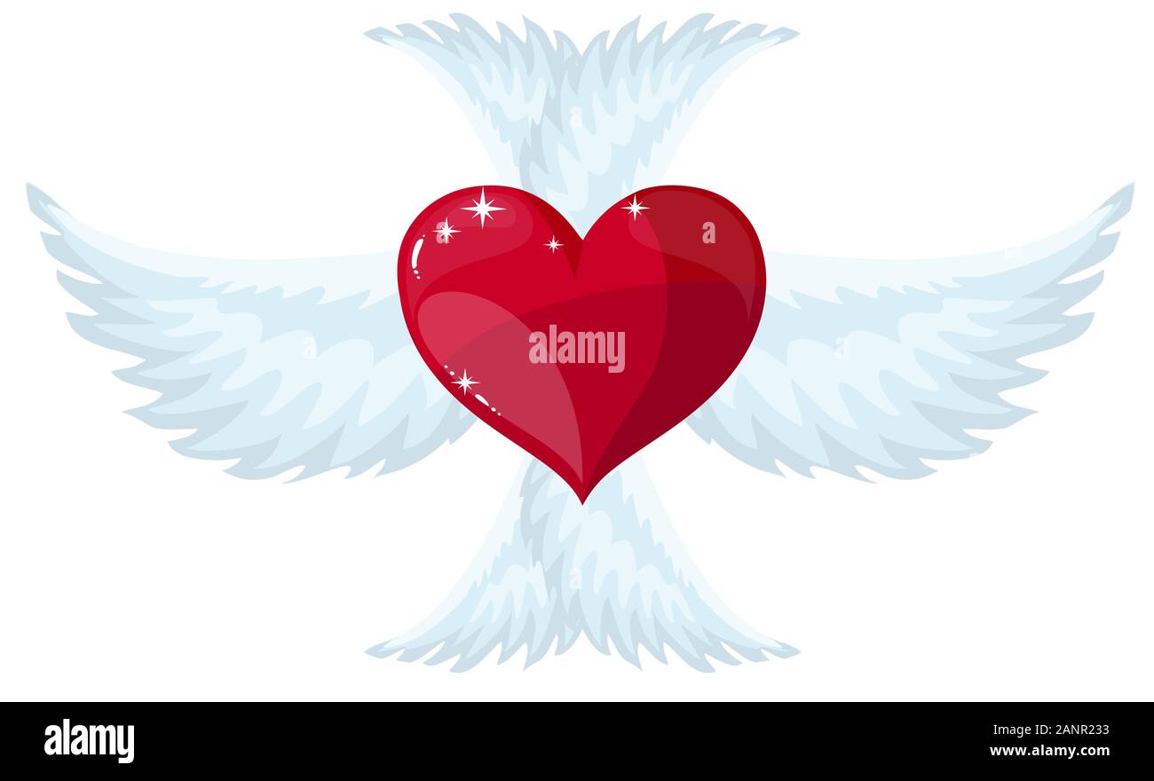 Vector red heart with wings Stock Vector Image & Art - Alamy