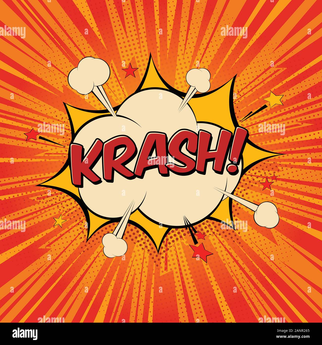 Krash comic text speech bubble. Sound effect bang cloud icon of color