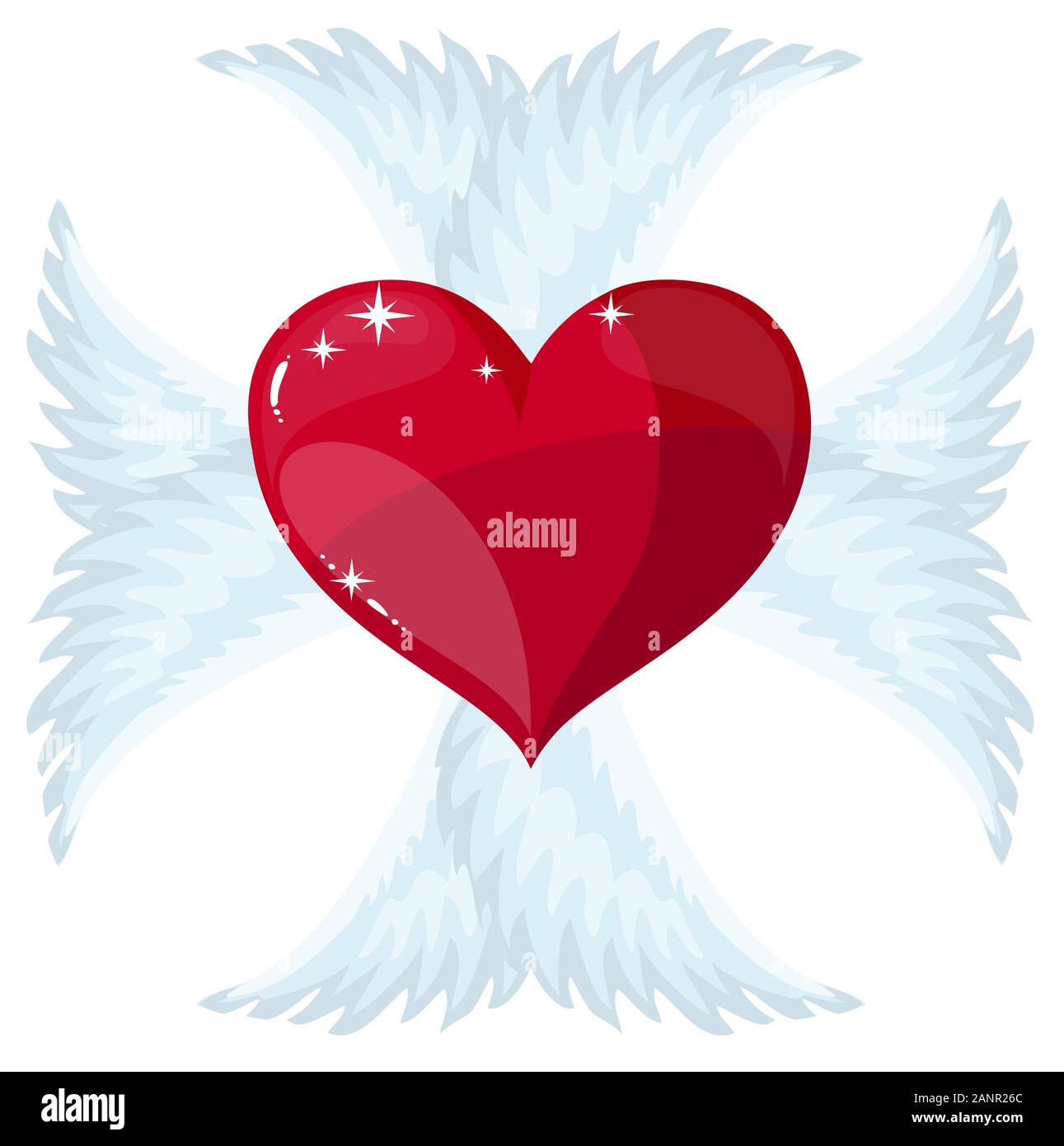 Vector red heart with wings Stock Vector Image & Art - Alamy