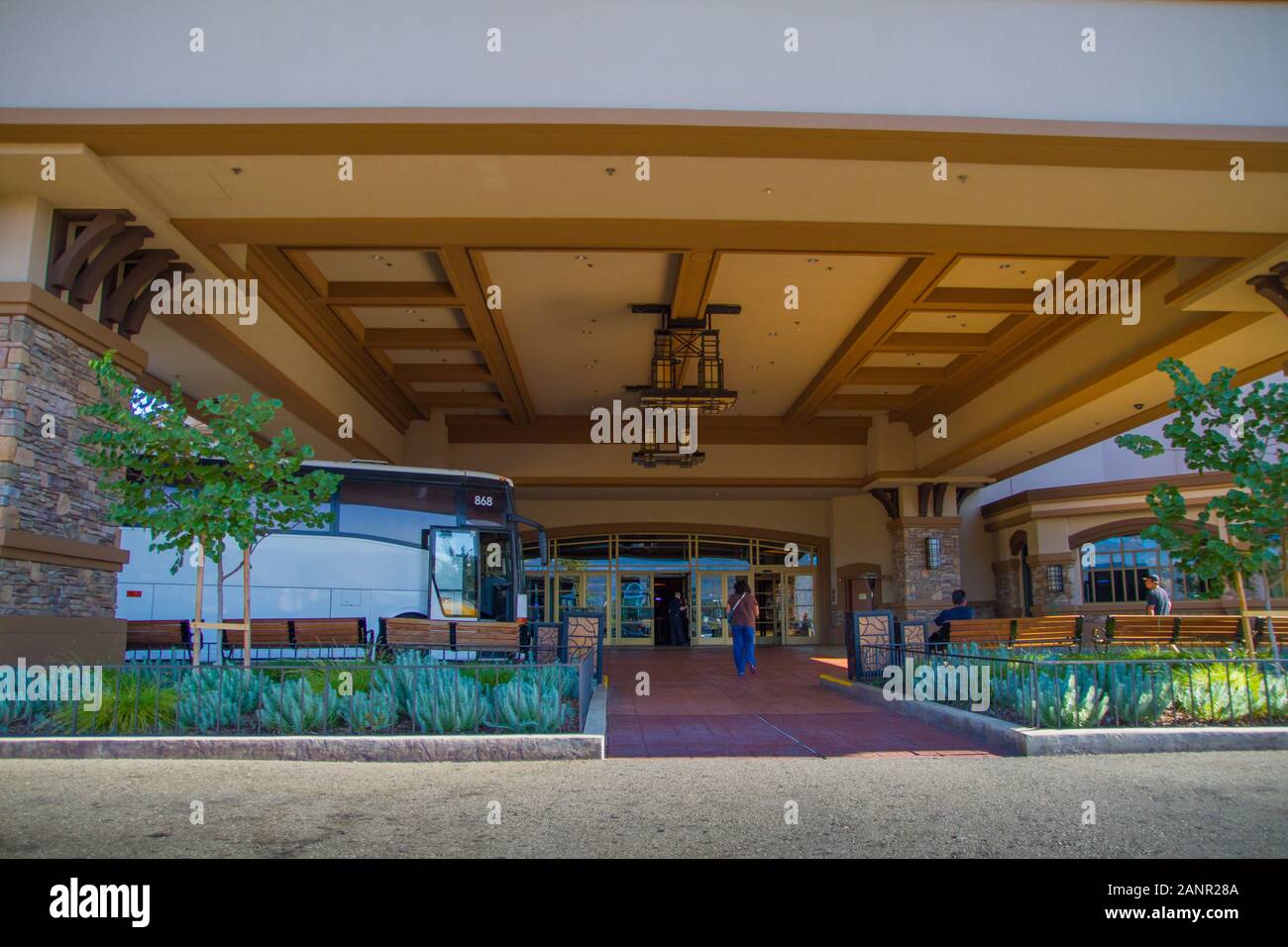 Cache Creek Casino in Brooks California with a Charter Bus parked out front Stock Photo