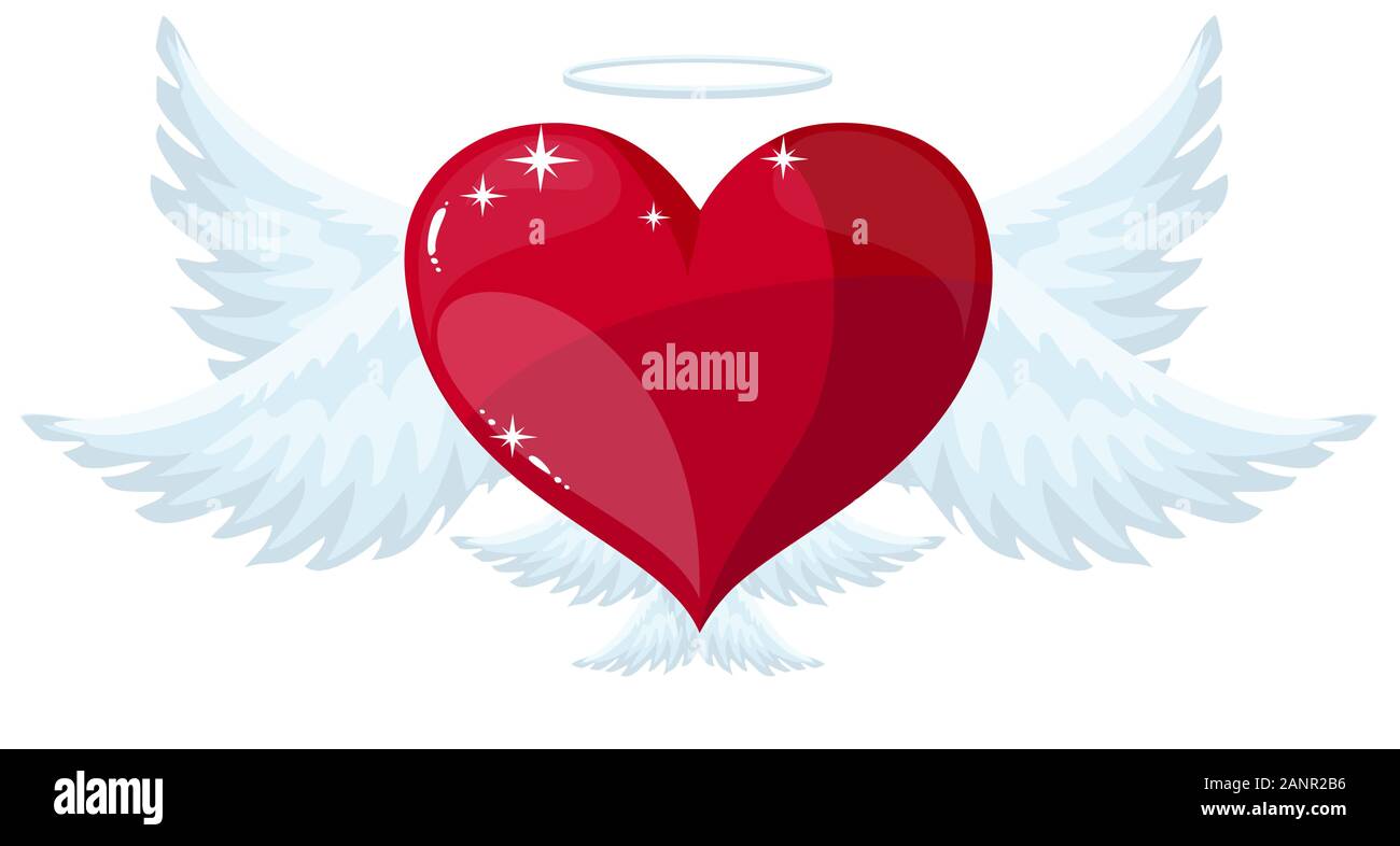 Vector red heart with wings Stock Vector Image & Art - Alamy