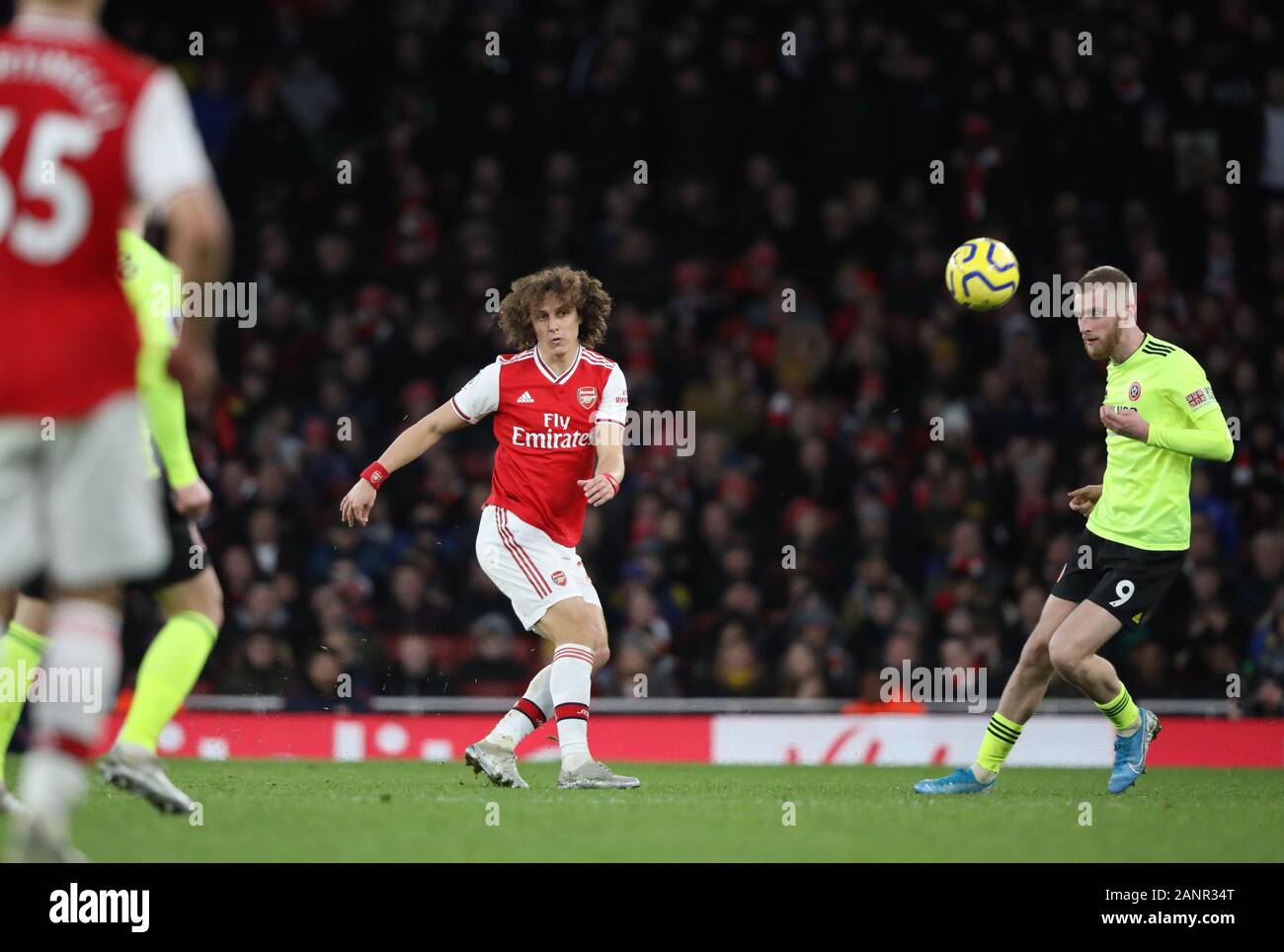 London, UK. 18th Jan, 2020. David Luiz (A) at the Arsenal v Sheffield United English Premier League match, at the Emirates Stadium, London, UK on January 18, 2020. **Editorial use only, license required for commercial use. No use in betting, games or a single club/league/player publications** Credit: Paul Marriott/Alamy Live News Stock Photo