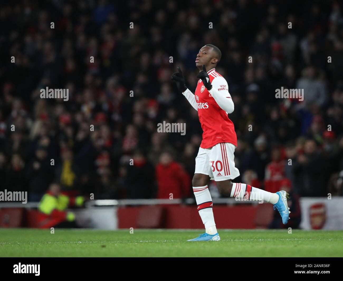London, UK. 18th Jan, 2020. Eddie Nketiah (A) at the Arsenal v Sheffield United English Premier League match, at the Emirates Stadium, London, UK on January 18, 2020. **Editorial use only, license required for commercial use. No use in betting, games or a single club/league/player publications** Credit: Paul Marriott/Alamy Live News Stock Photo