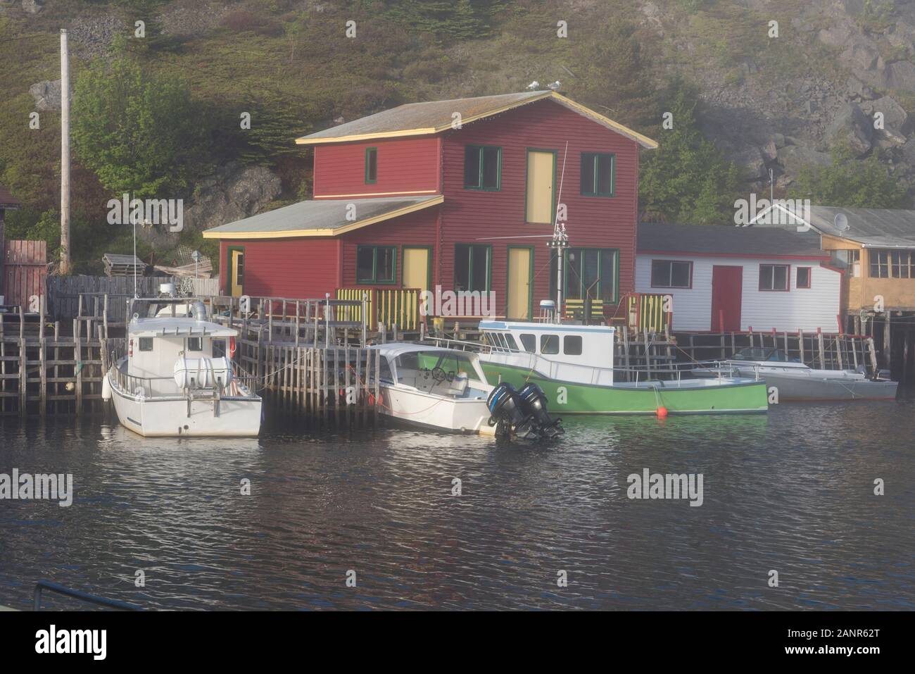 Quidi Vidi neighbourhood in St. John's, Newfoundland and Labrador. The village is adjacent to Quidi Vidi Lake. Stock Photo