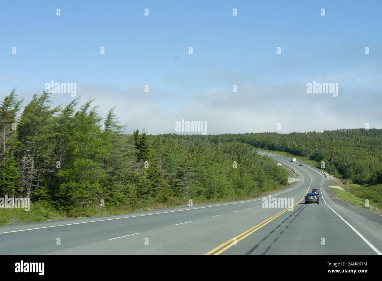 Trans-Canada highway 1 Newfoundland, Canada from St. John's to Terra Nova National Park. Stock Photo
