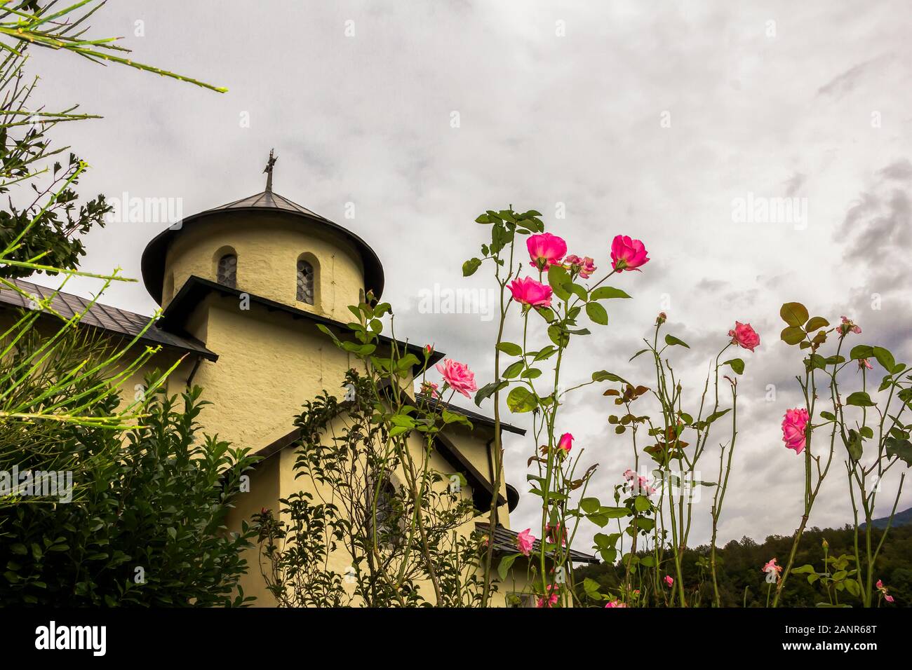 he church of the saint nicholas of myra in Serbian Orthodox monastery (cloister) Moracha in Montenegro, founded in 1252,  Rascian architectural style Stock Photo