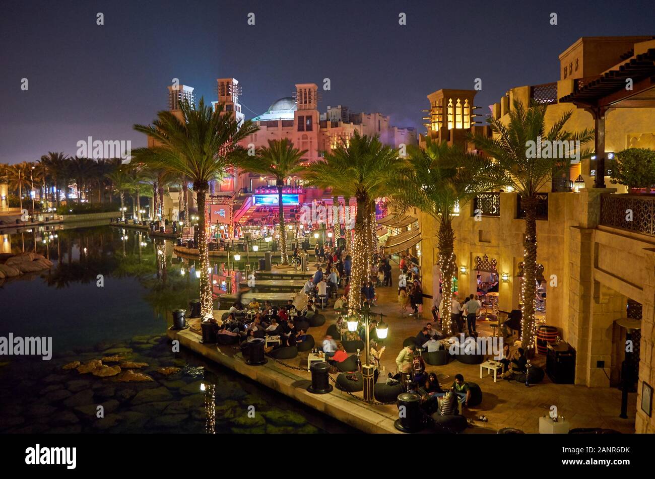 Souk Madinat Jumeirah, luxury hotel. Night life in Dubai, UAE Stock Photo