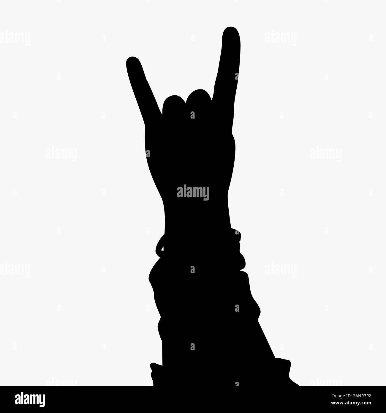 rock hand silhouette on white Stock Vector