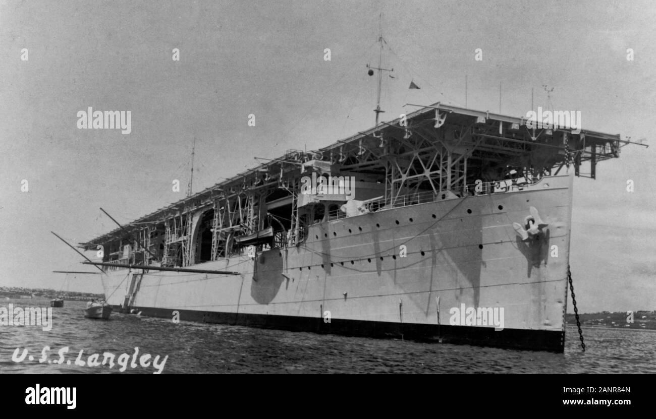 USS Langley (CV-1) - America's first aircraft carrier Stock Photo
