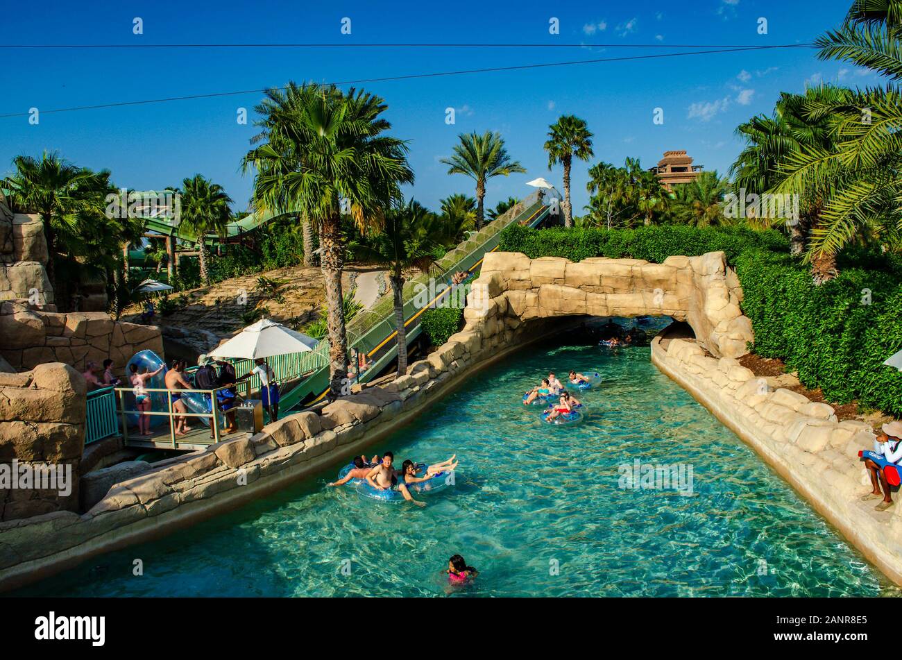 Scenic view from the Aquaventure Waterpark in Atlantis. The Palm is the