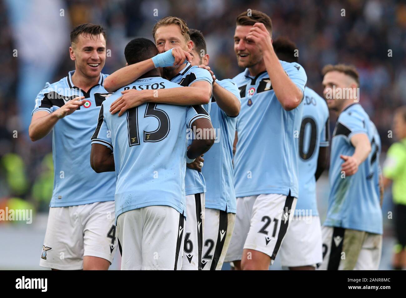 Rome Italy 18th Jan Lazio Players Celebrate Bartolomeu Quissanga Bastos Goal During The Serie A Tim Match Between Ss Lazio And Uc Sampdoria At Stadio Olimpico On January 18 In Rome Italy 18th Jan Lazio Players Celebrate Bartolomeu Quissanga Bastos Goal During The Serie A Tim Match Between Ss Lazio And Uc Sampdoria At Stadio Olimpico On January 18 In