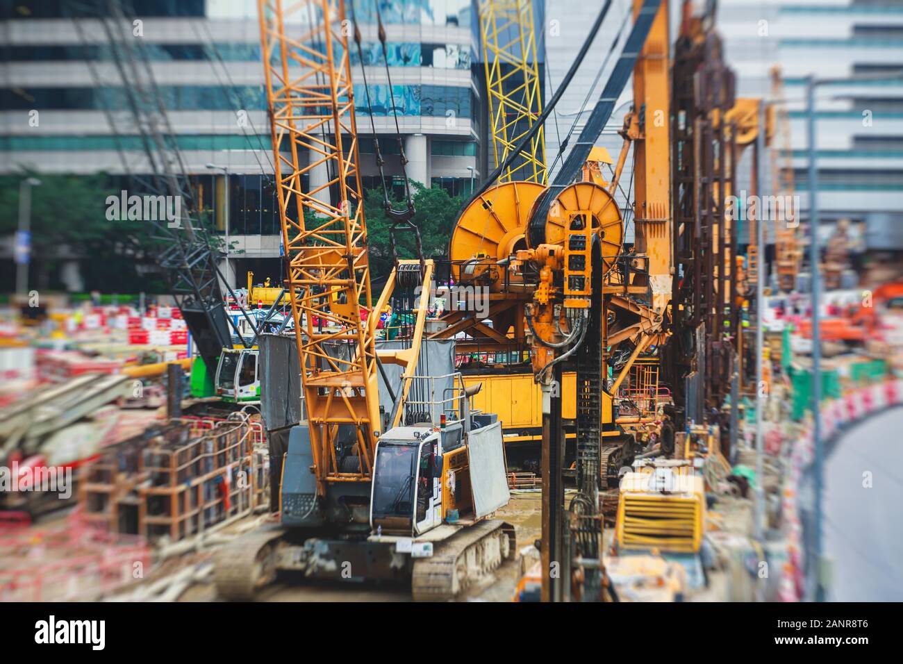 A large construction site in the city, the process of massive buliding ...