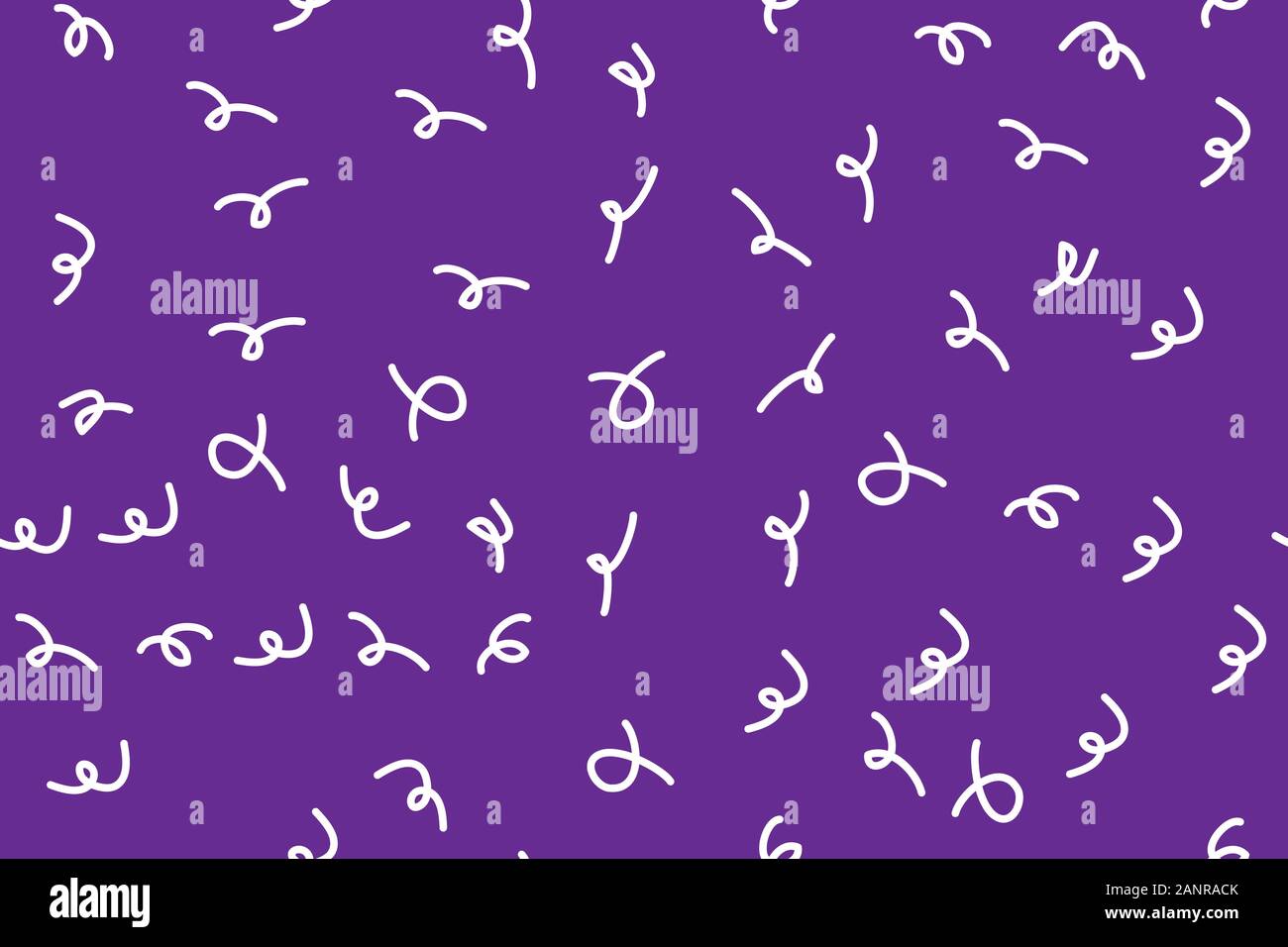 Seamless white squiggles pattern on purple background. Abstract memphis design vector illustration. Stock Vector