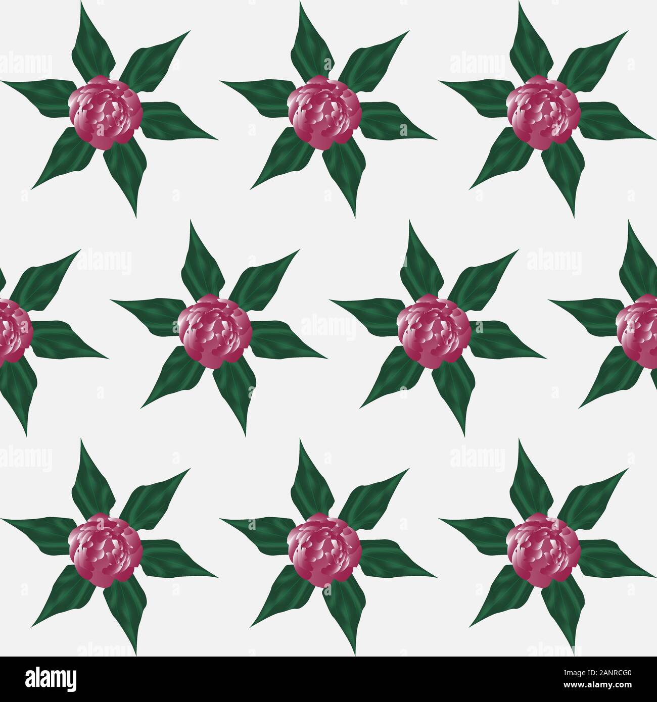Seamless pattern of a peony, realistic style. Stock Vector