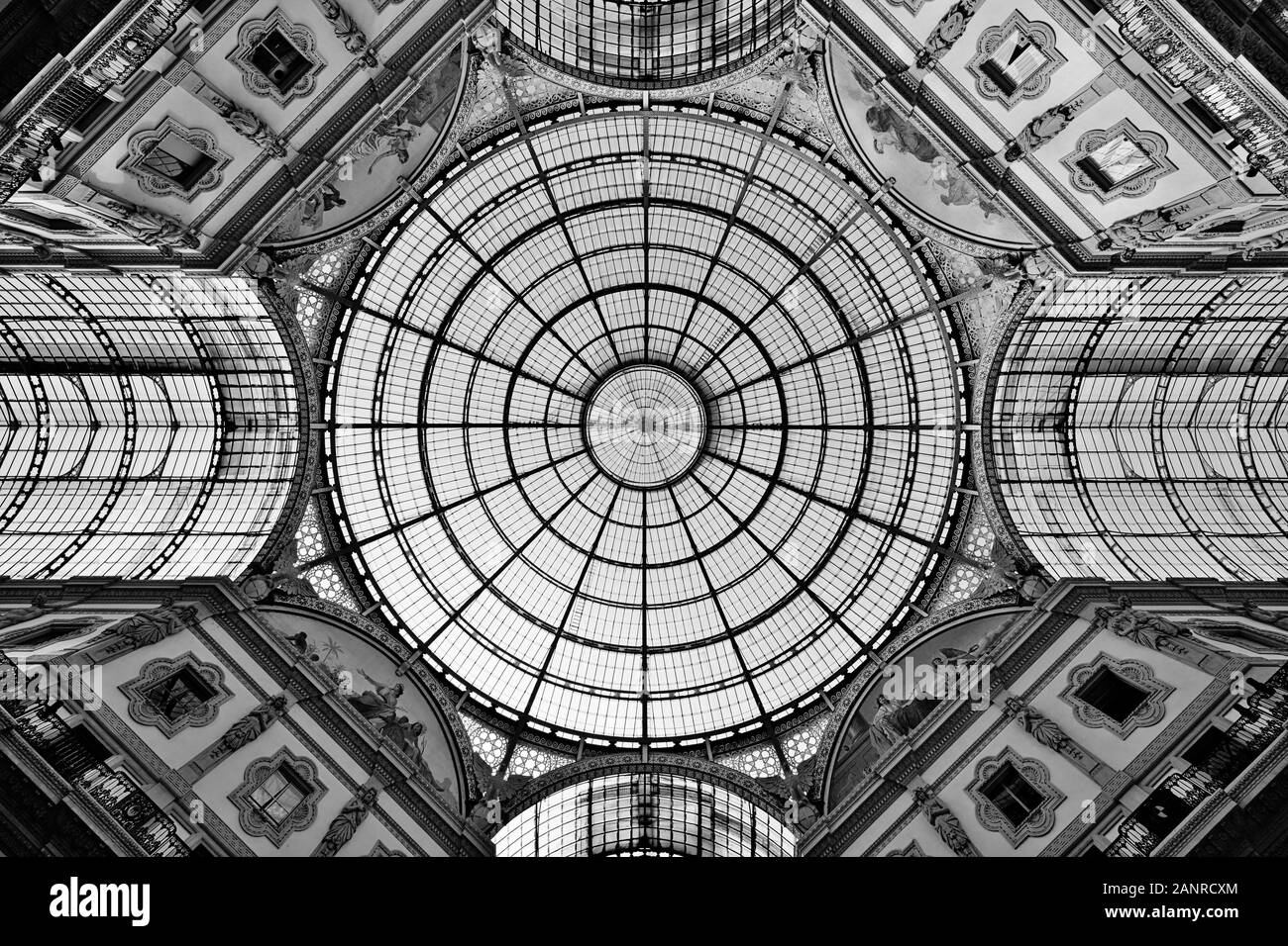 Glass dome and buildings of 'Galleria Vittorio Emanuele' - Milan, Italy Stock Photo