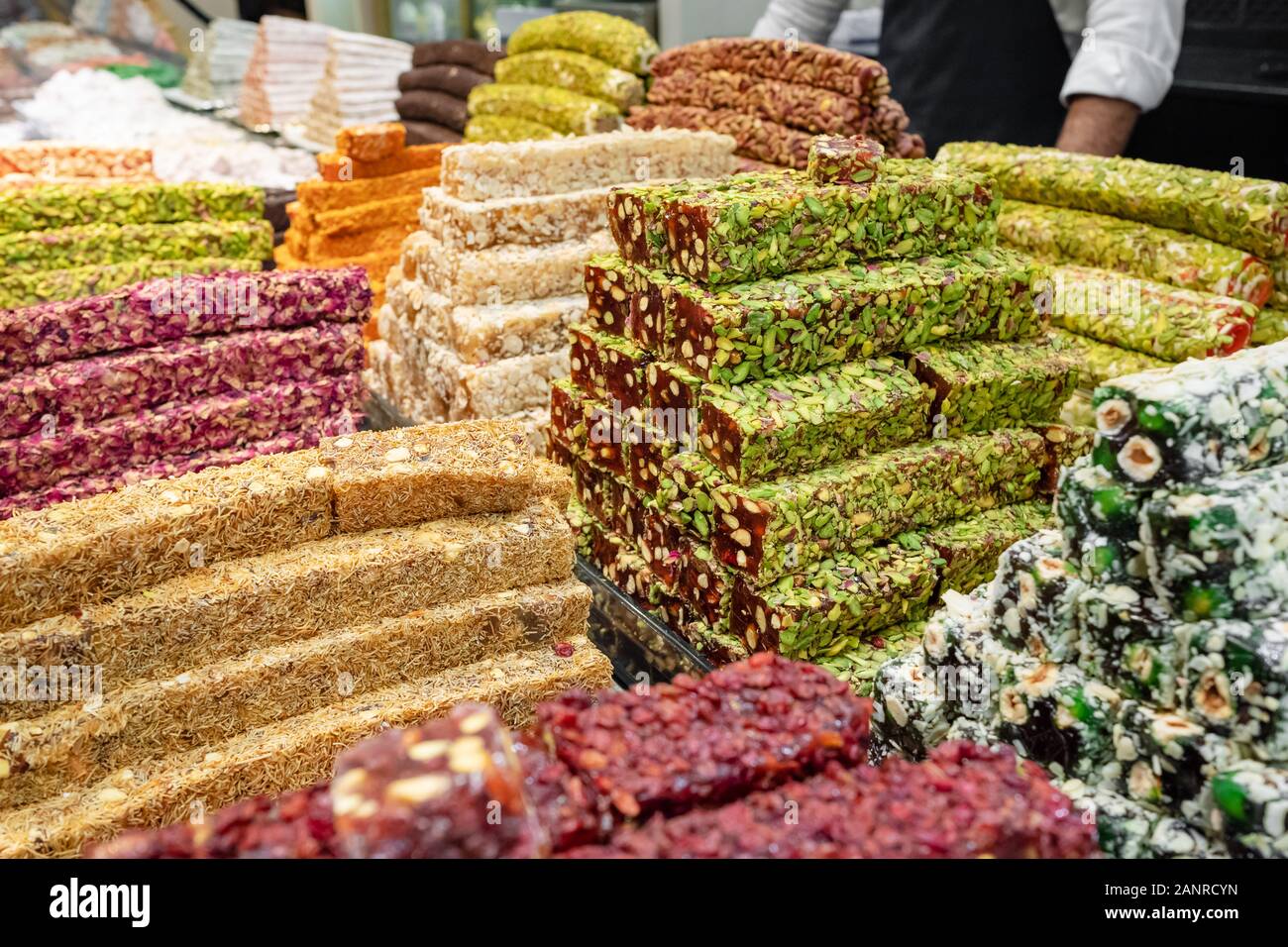 Assorted turkish delight sweets in the shop Stock Photo - Alamy