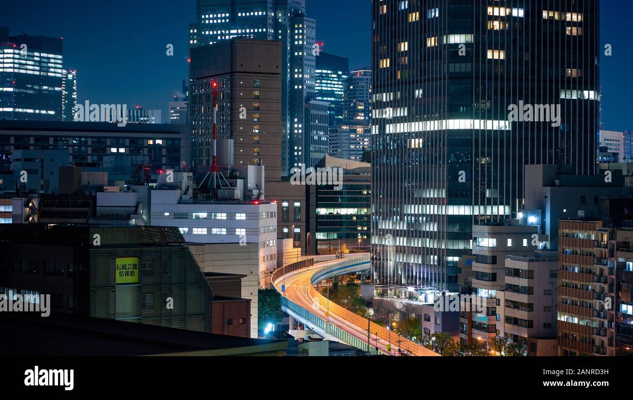 Tokyo city photographed at night Stock Photo