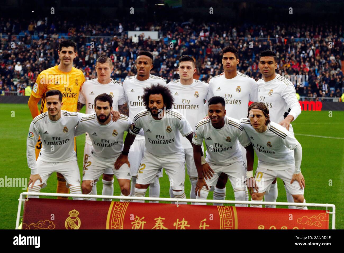 Madrid Spain. 18th Jan 2020. Line up of Real Madrid seen before the Spanish La Liga match round 20 between Real Madrid and Granada CF at Santiago Bernabeu Stadium in Madrid.Final score