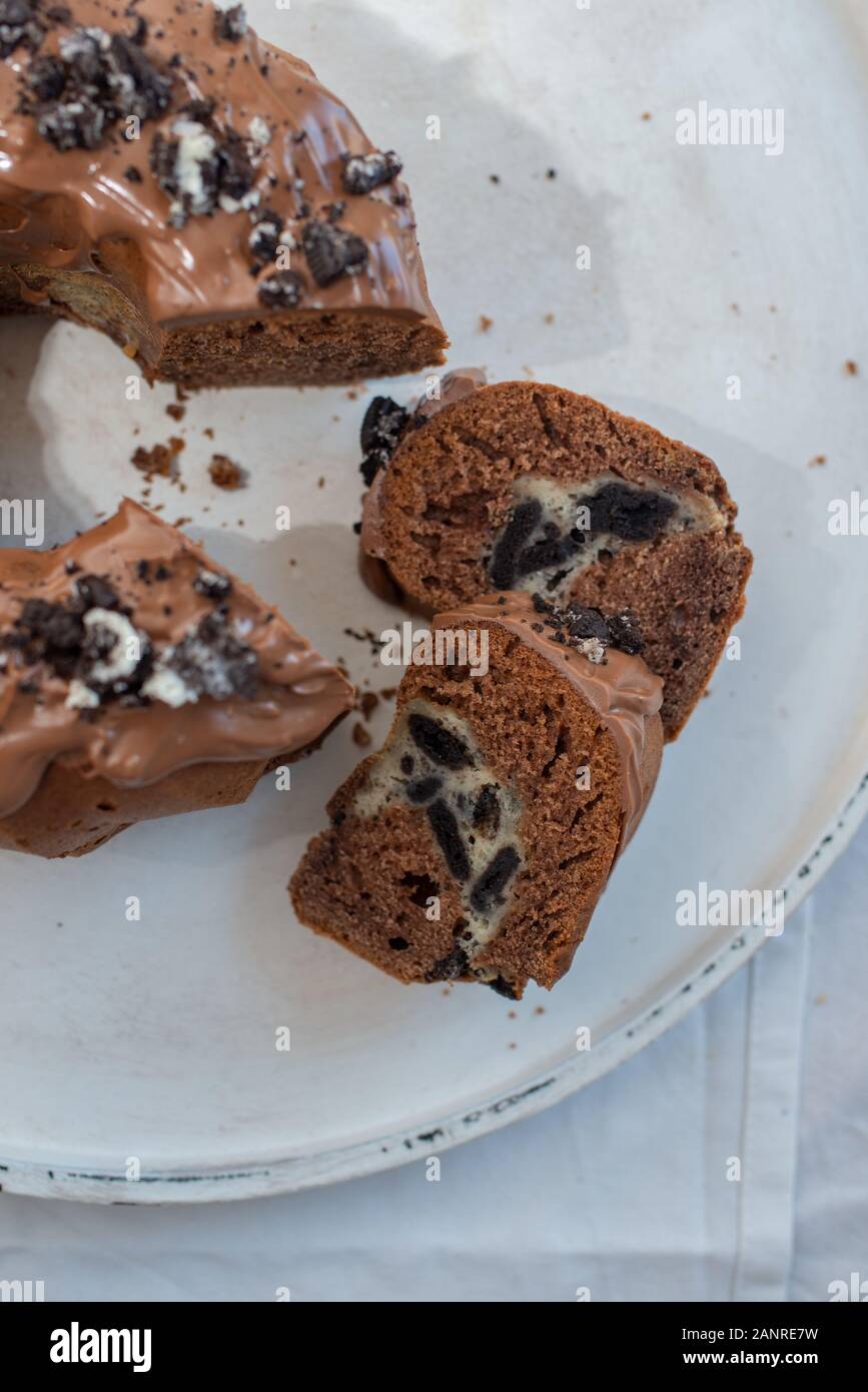 Oreo Chocolate Bundt Cake Stock Photo Alamy