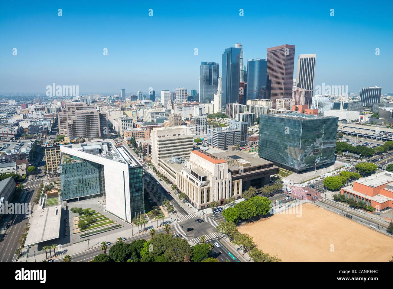 Los Angeles, California. Aerial view of Downtown buildings Stock Photo
