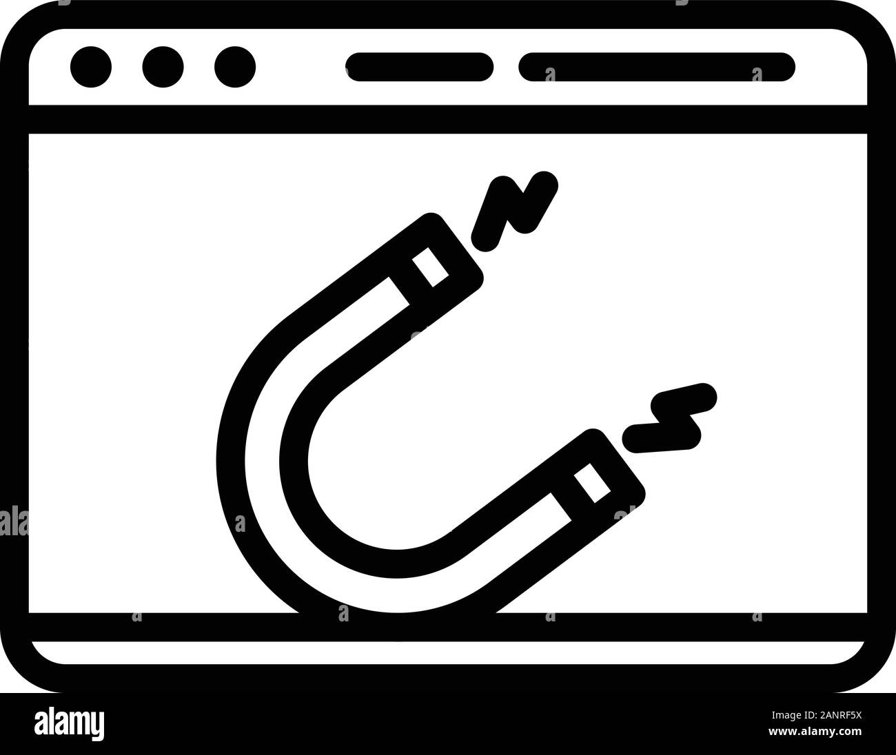 Magnet web page icon, outline style Stock Vector