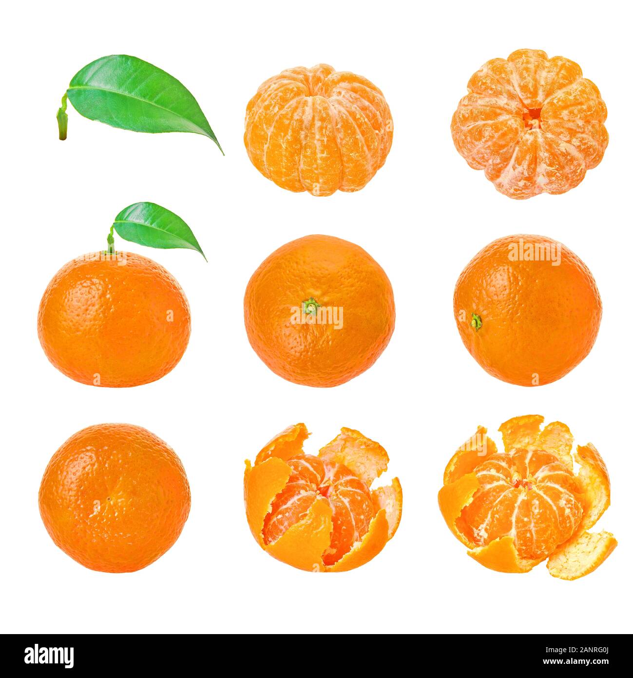 Isolated fruit. Set mandarin white isolated background with clipping path. Stock Photo