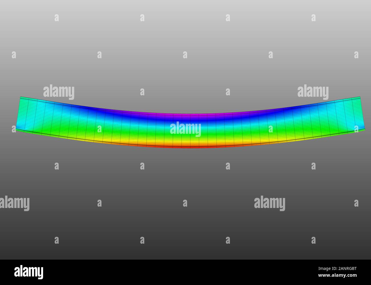 A Simple Supported I Beam Bending Side 3d View Of Mesh Deformation And Plot Of Normal Stresses From Finite Element Analysis On Grey Backround Stock Photo Alamy
