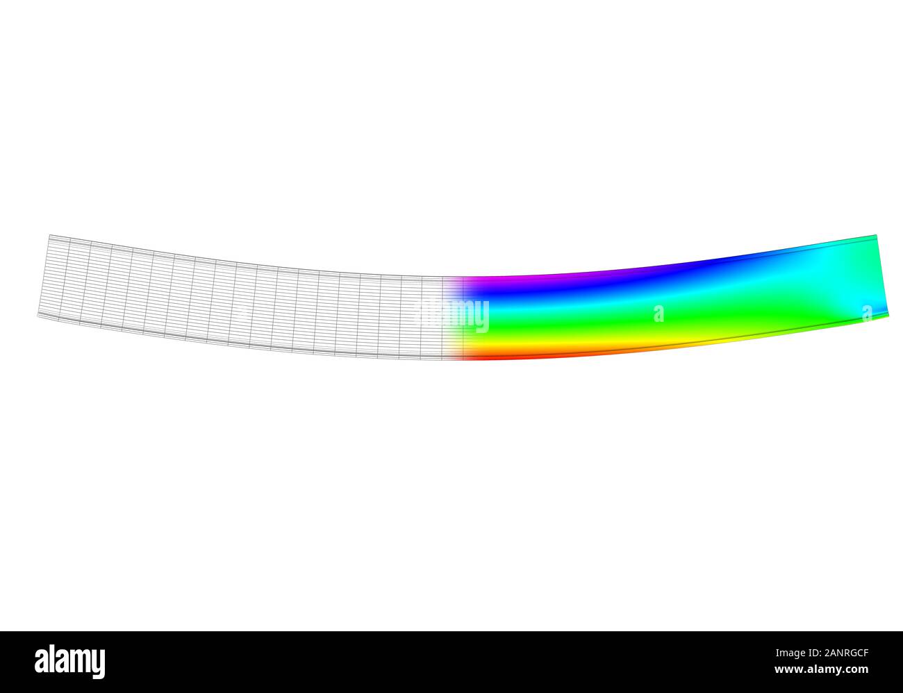 A Simple Supported I Beam Bending Side 3d View Of Mesh Deformation And Plot Of Normal Stresses From Finite Element Analysis On White Backround Stock Photo Alamy