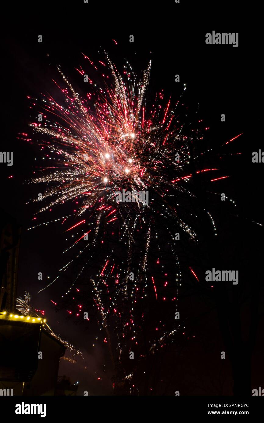 Colorful fireworks - New year firework Stock Photo