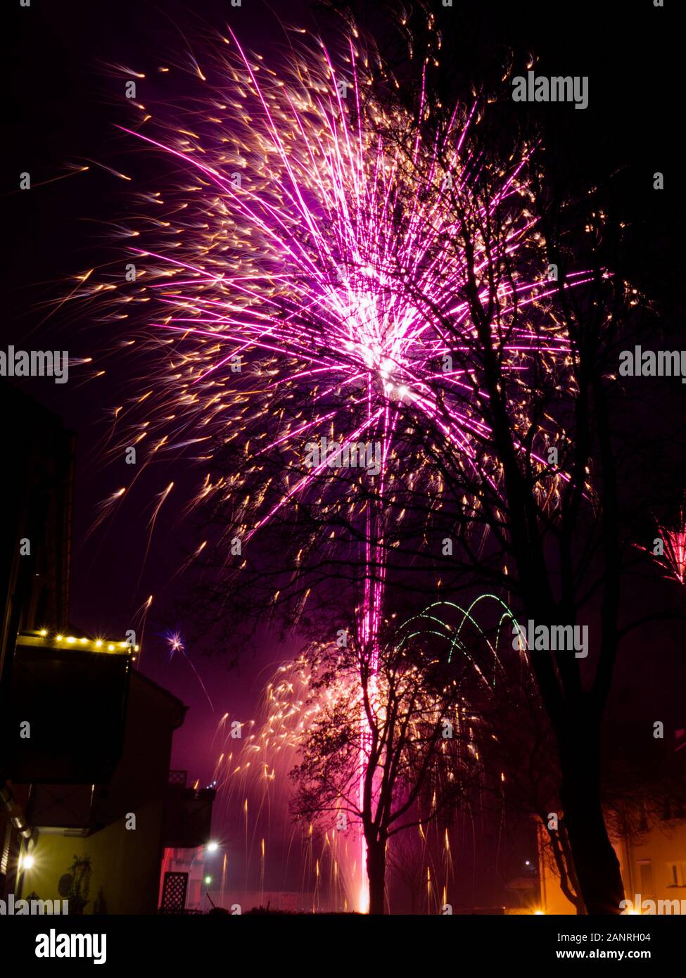 Colorful fireworks - New year firework Stock Photo