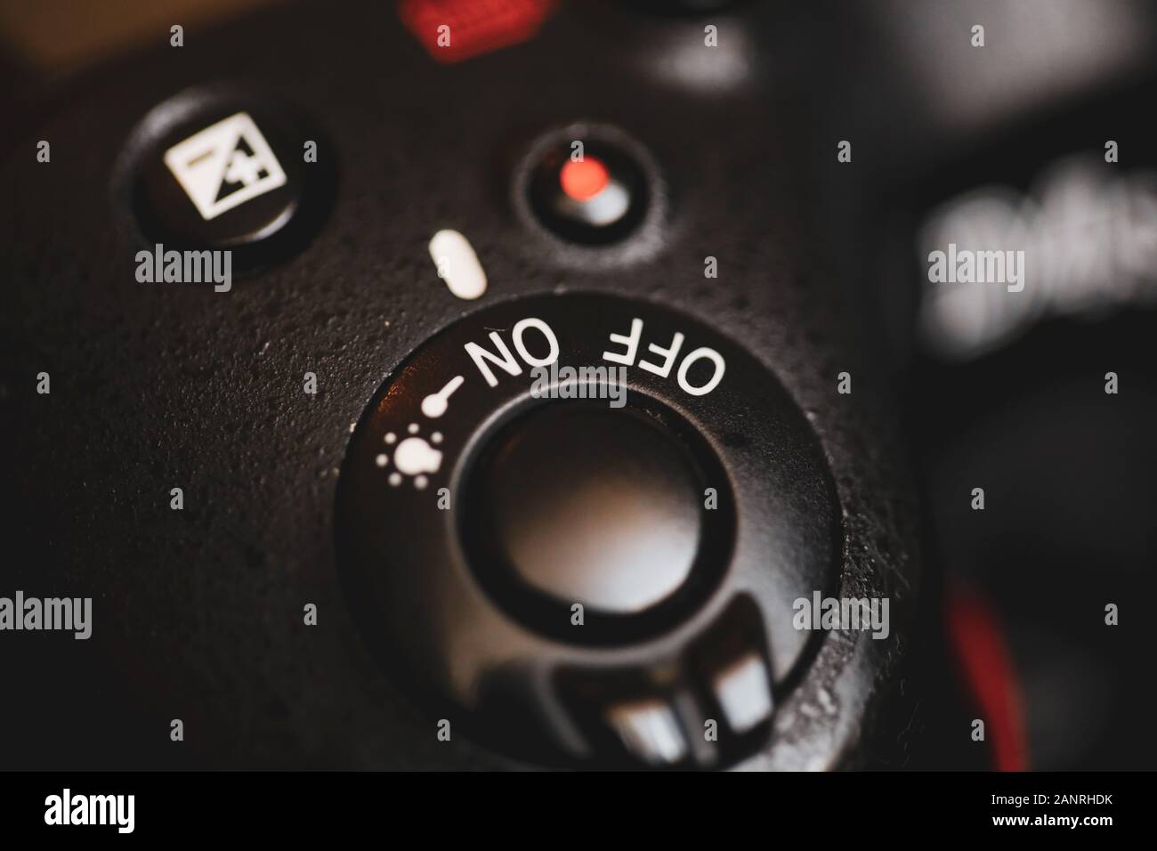 Shallow depth of field and macro image with the shutter button of a