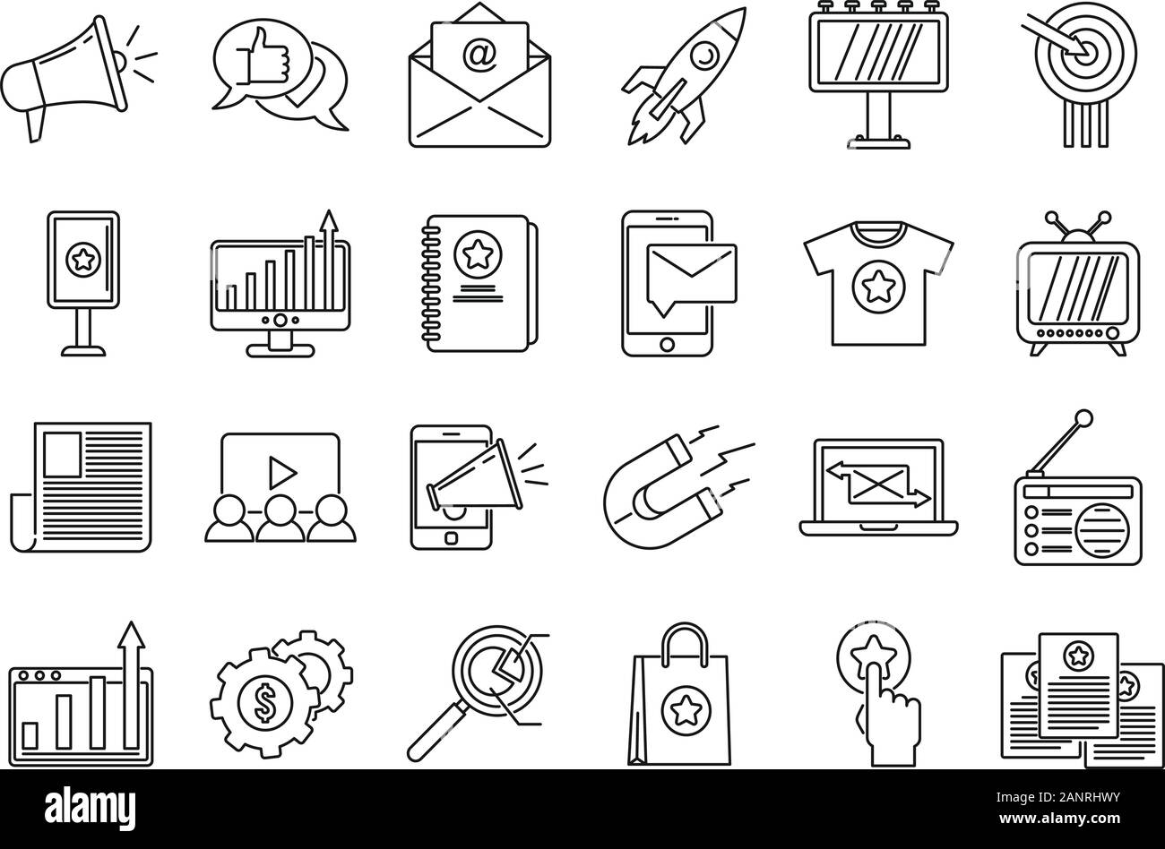 Campaign Adword Icons Set Outline Set Of Campaign Adword Vector Icons For Web Design Isolated On White Background Stock Vector Image Art Alamy