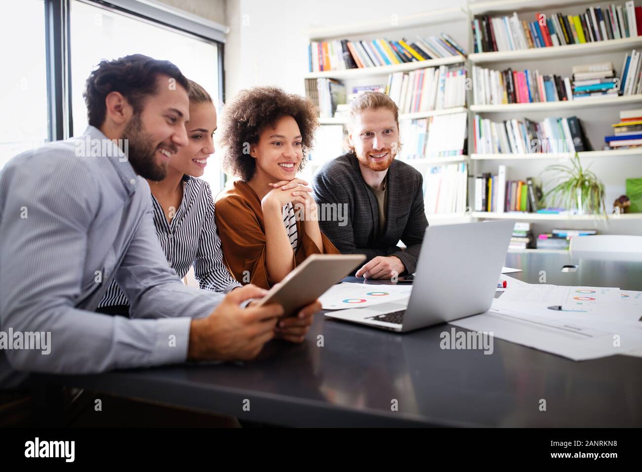 Software engineers working on project and programming in company Stock Photo