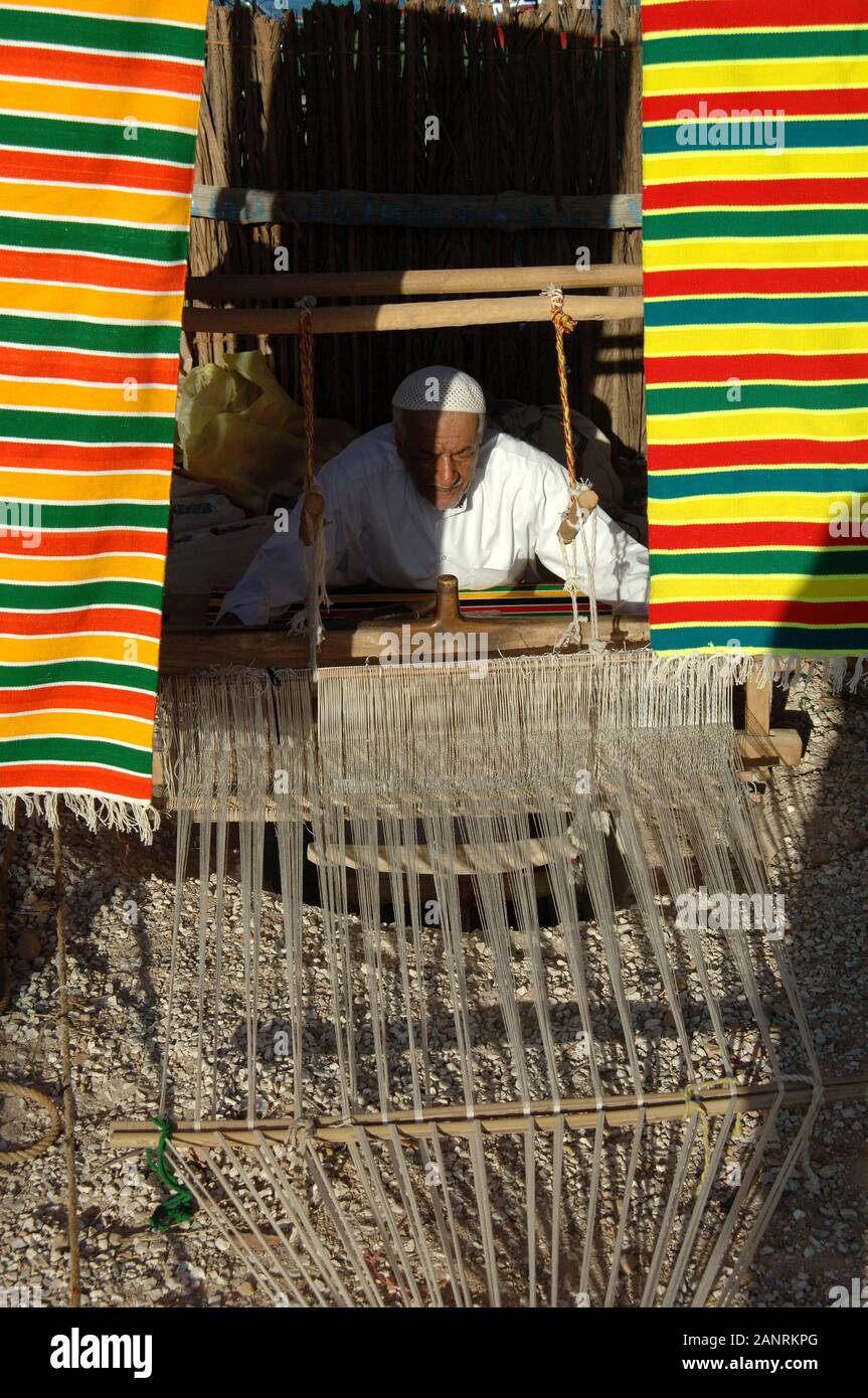 Arabic tradition, arabic man weaving Stock Photo Alamy