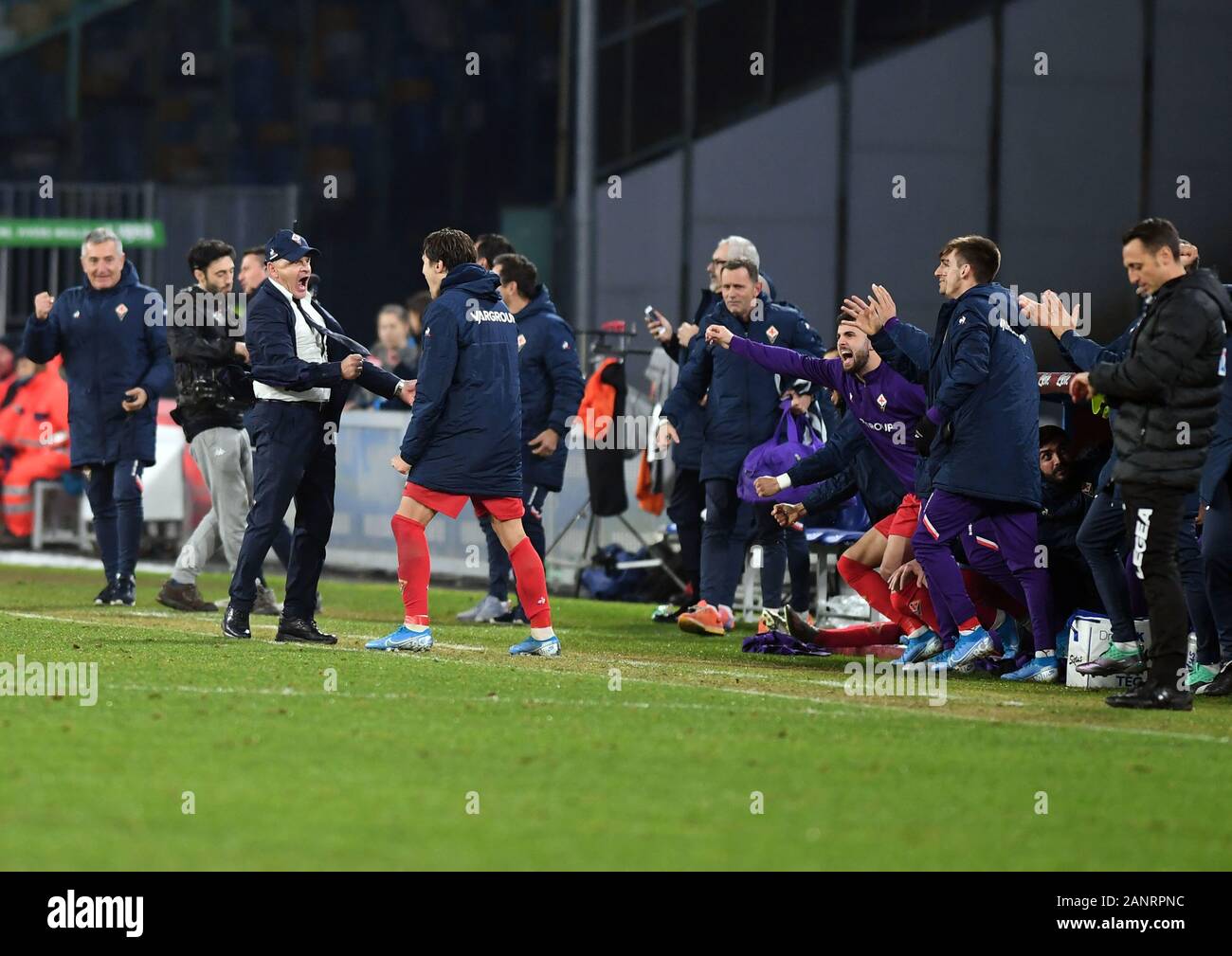 the coach of  acf fiorentina giuseppe iachini during SSC Napoli vs ACF Fiorentina, Napoli, Italy, 18 Jan 2020, Soccer Italian Soccer Serie A Men Champ Stock Photo