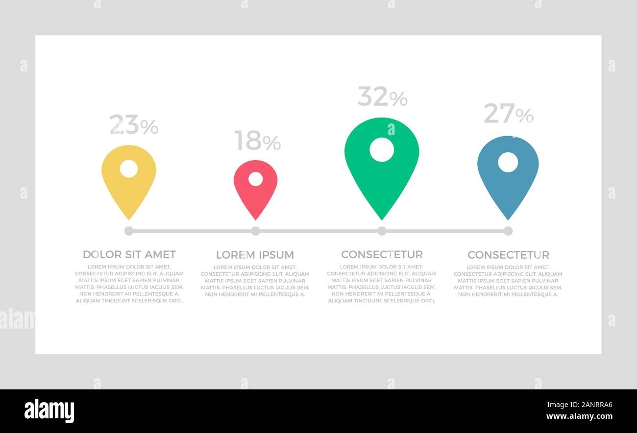 Set of yellow, red, blue and green elements for infographic ...