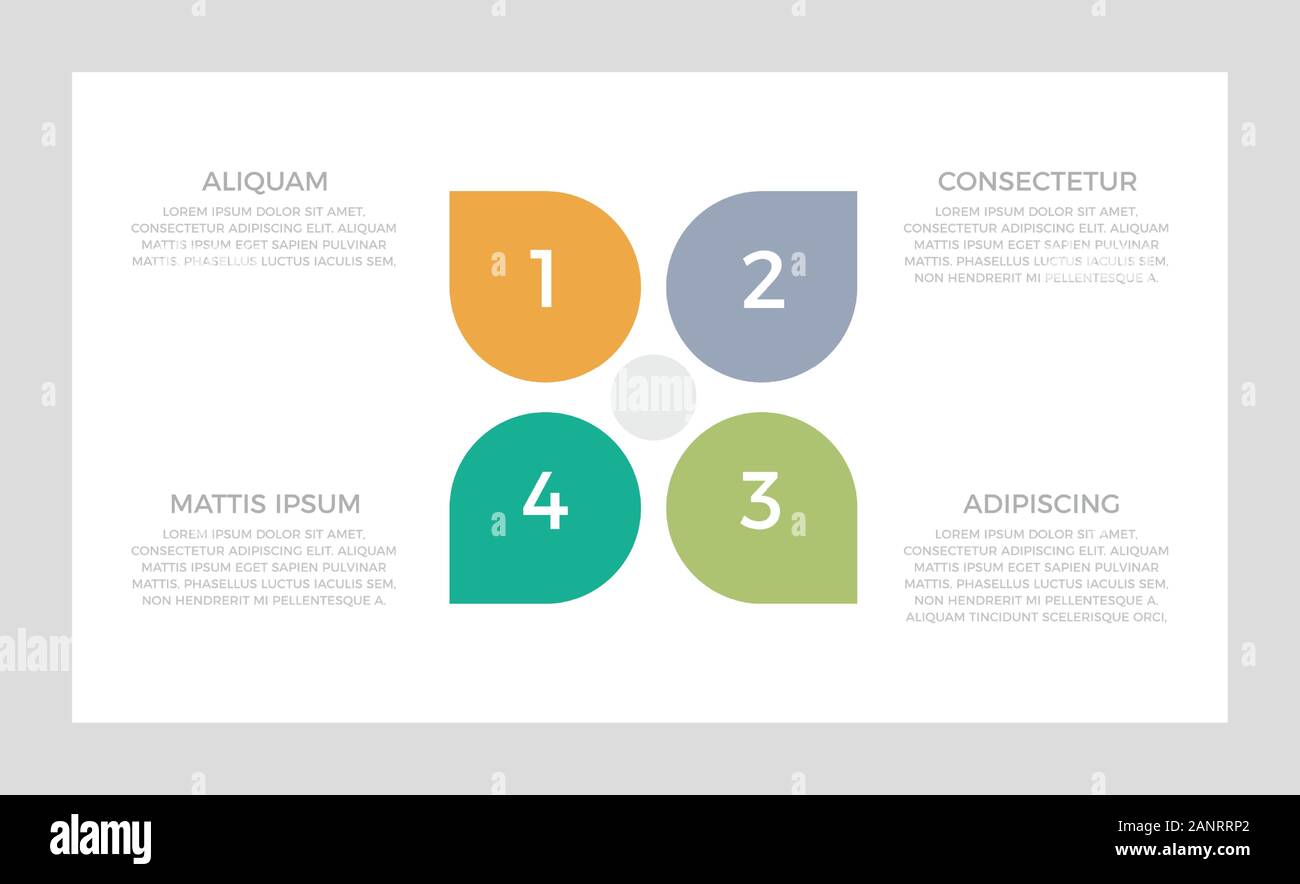 Set of green and turquoise, orange, gray elements for infographic presentation slides with charts, graphs, steps, timeline, circles, number options. Stock Vector