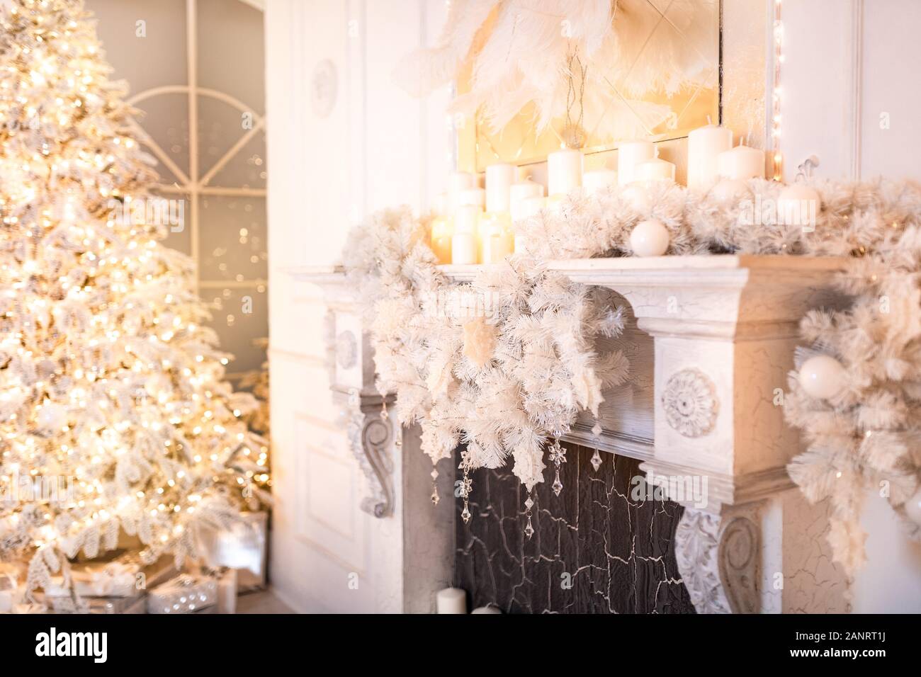 Background Christmas Interior New Year Tree And Artificial