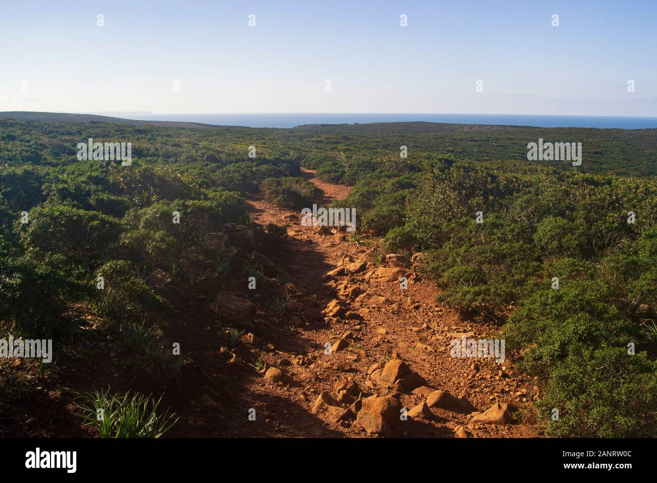 The path from Buggerru to Cala Domestica Stock Photo