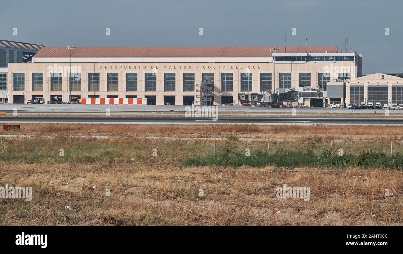 Terminal T2 (Pablo Ruíz Picasso) of Málaga airport, inaugurated in 1991 Stock Photo