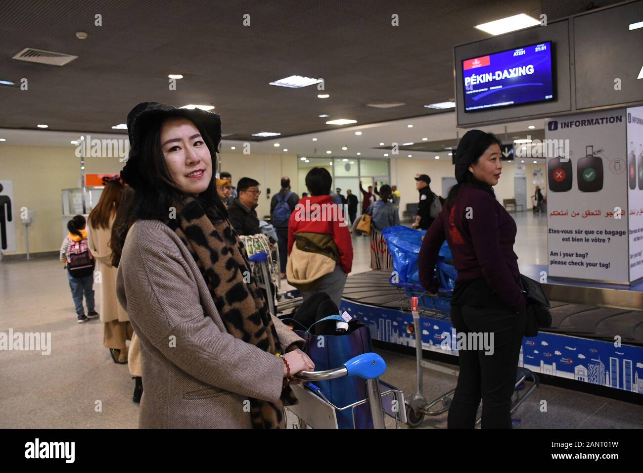 Casablanca, Morocco. 17th Jan, 2020. Chinese passengers wait for their  luggages at Mohammed V Airport after taking the first direct flight from  Beijing to Morocco's Casablanca in Casablanca, Morocco, Jan. 17, 2020.