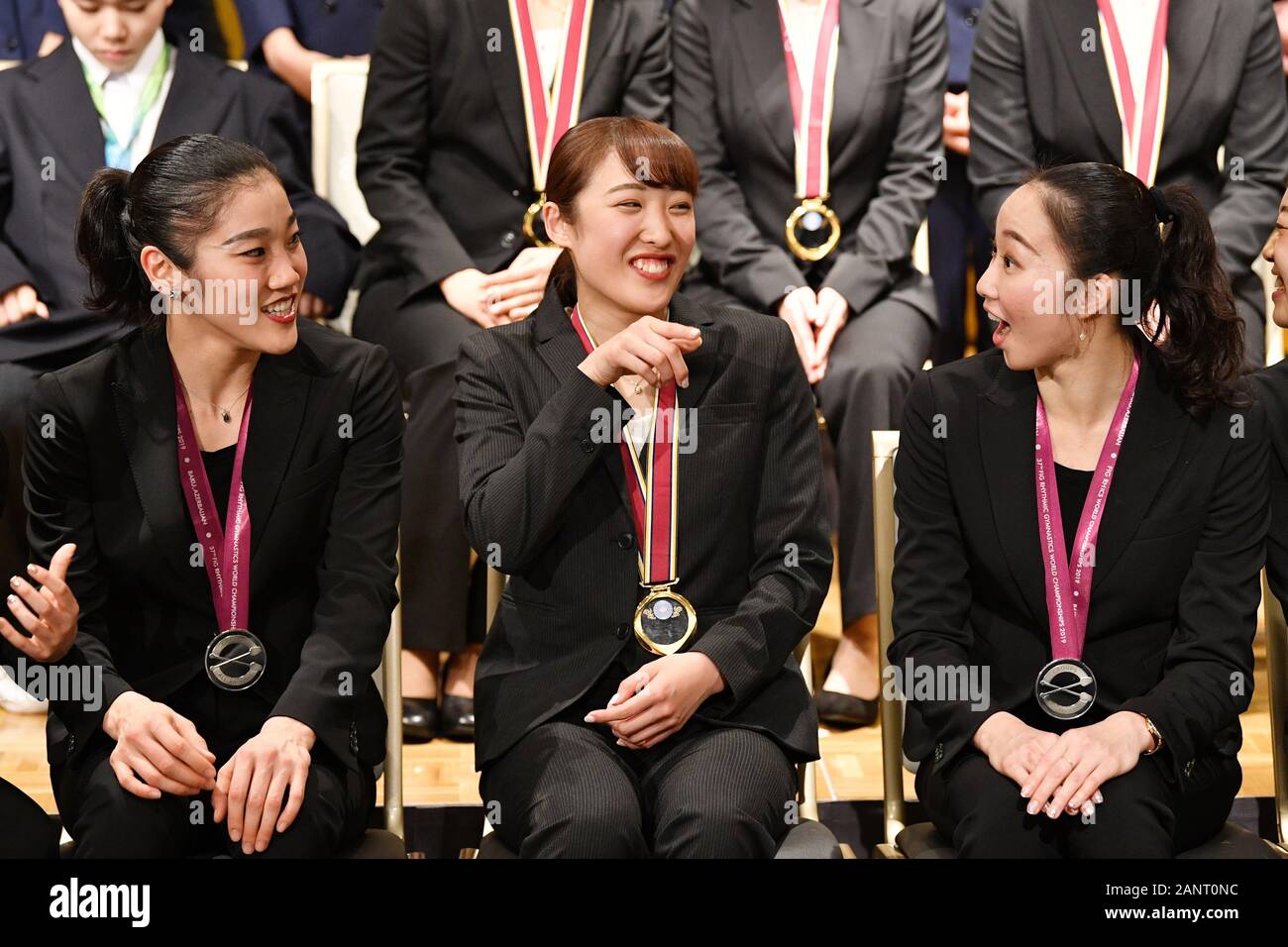 Tokyo Japan Credit Matsuo 18th Jan L R 松原梨恵 Rie Matsubara 森ひかる Hikaru Mori 杉本早裕吏 Sayuri Sugimoto Jpn Gymnastics Japan Gymnastics National Team Reports About 19 World Championships In Tokyo Japan Credit Matsuo K Aflo
