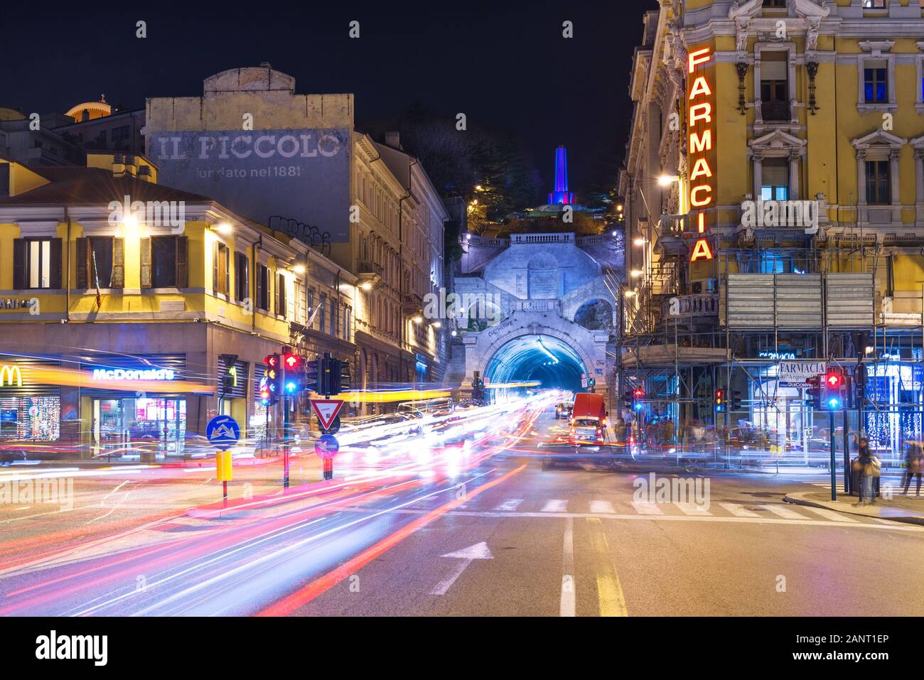 Trieste Night Trieste, Friuli Venezia Giulia region - March 2015, Italy: Night view ...