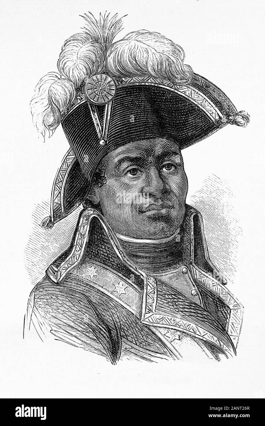 François-Dominique Toussaint Louverture. Haitian general. Napoleonic wars. 1743-1803. Antique illustration. 1890. Stock Photo
