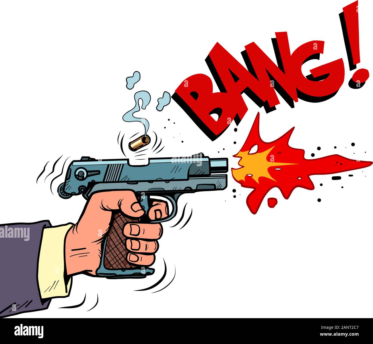Shot from a gun comic style. Attack bullet attack Stock Vector Image & Art  - Alamy