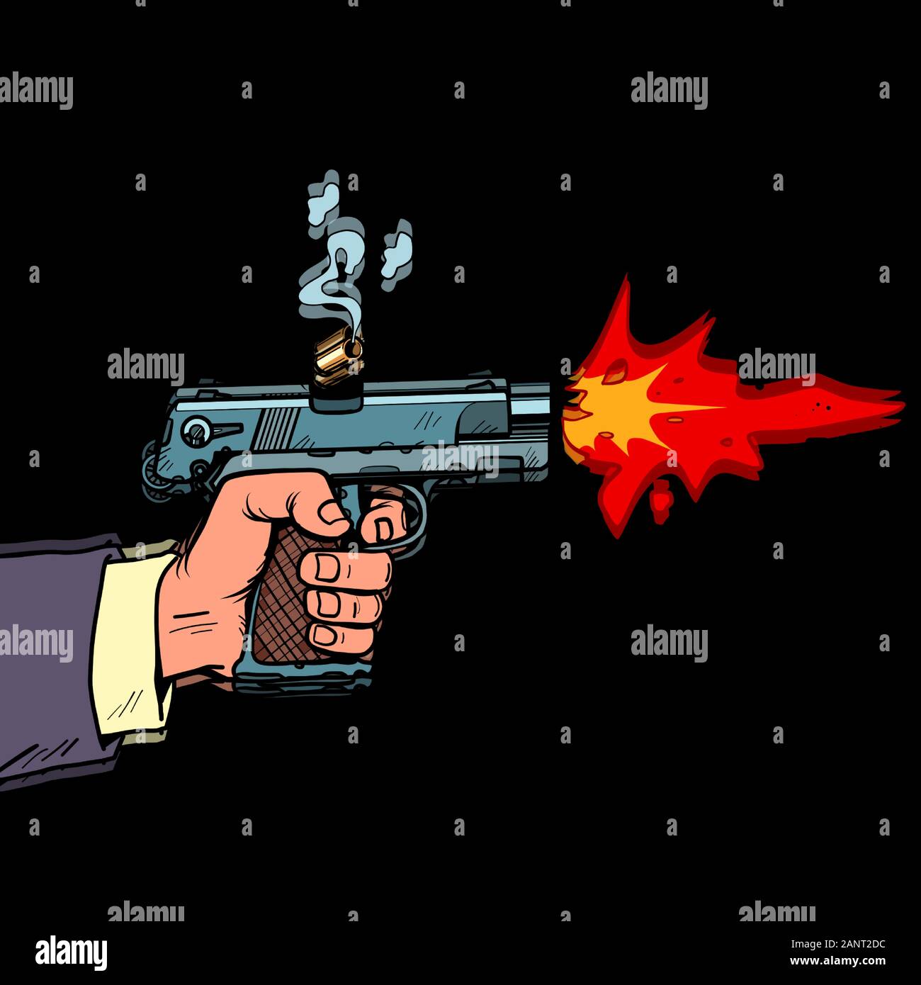 Shot from a gun comic style. Attack bullet attack Stock Vector Image ...