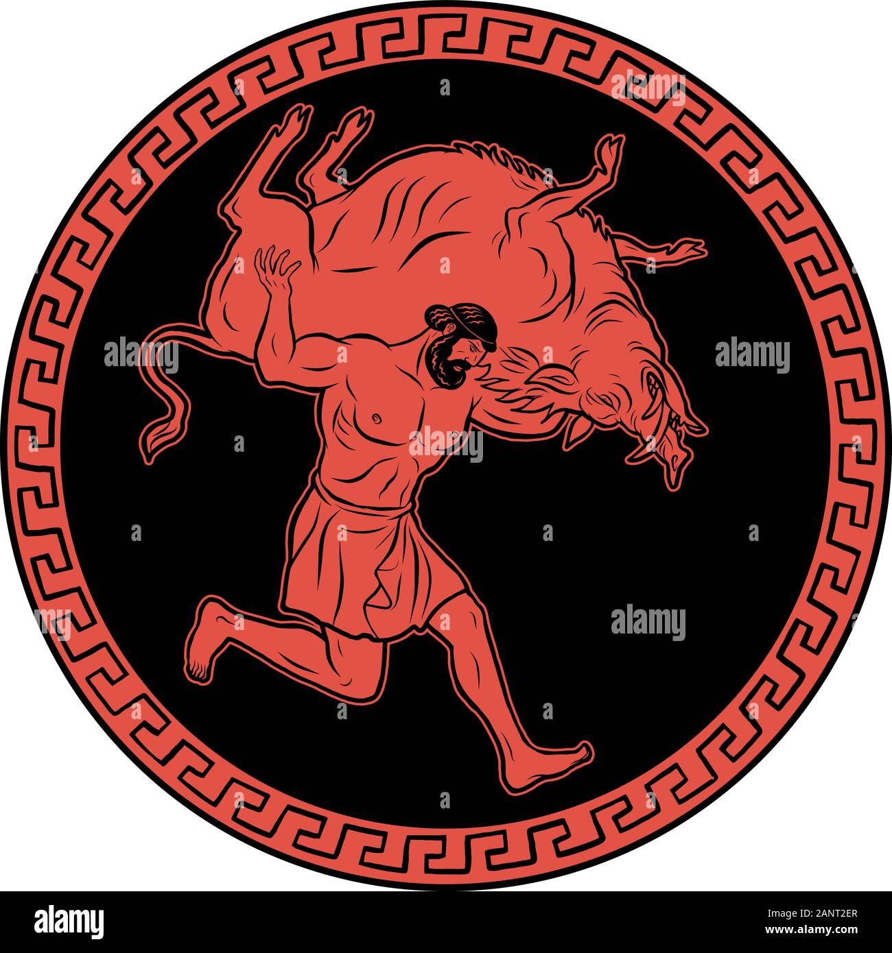 Erymanthian Boar. 12 Labours of Hercules Heracles Stock Vector