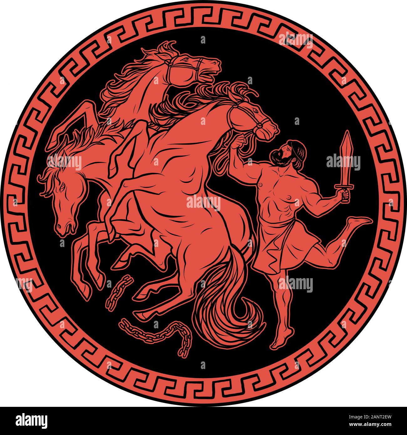 Mares of Diomedes. 12 Labours of Hercules Heracles Stock Vector